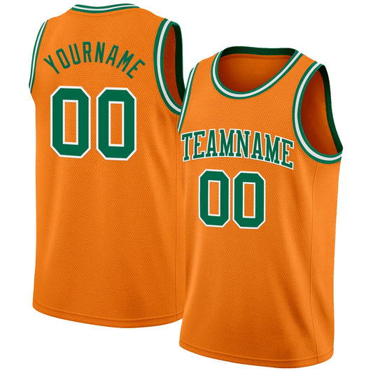 Custom Bay Orange Kelly Green-White Authentic Basketball Jersey - Sky-Custom
