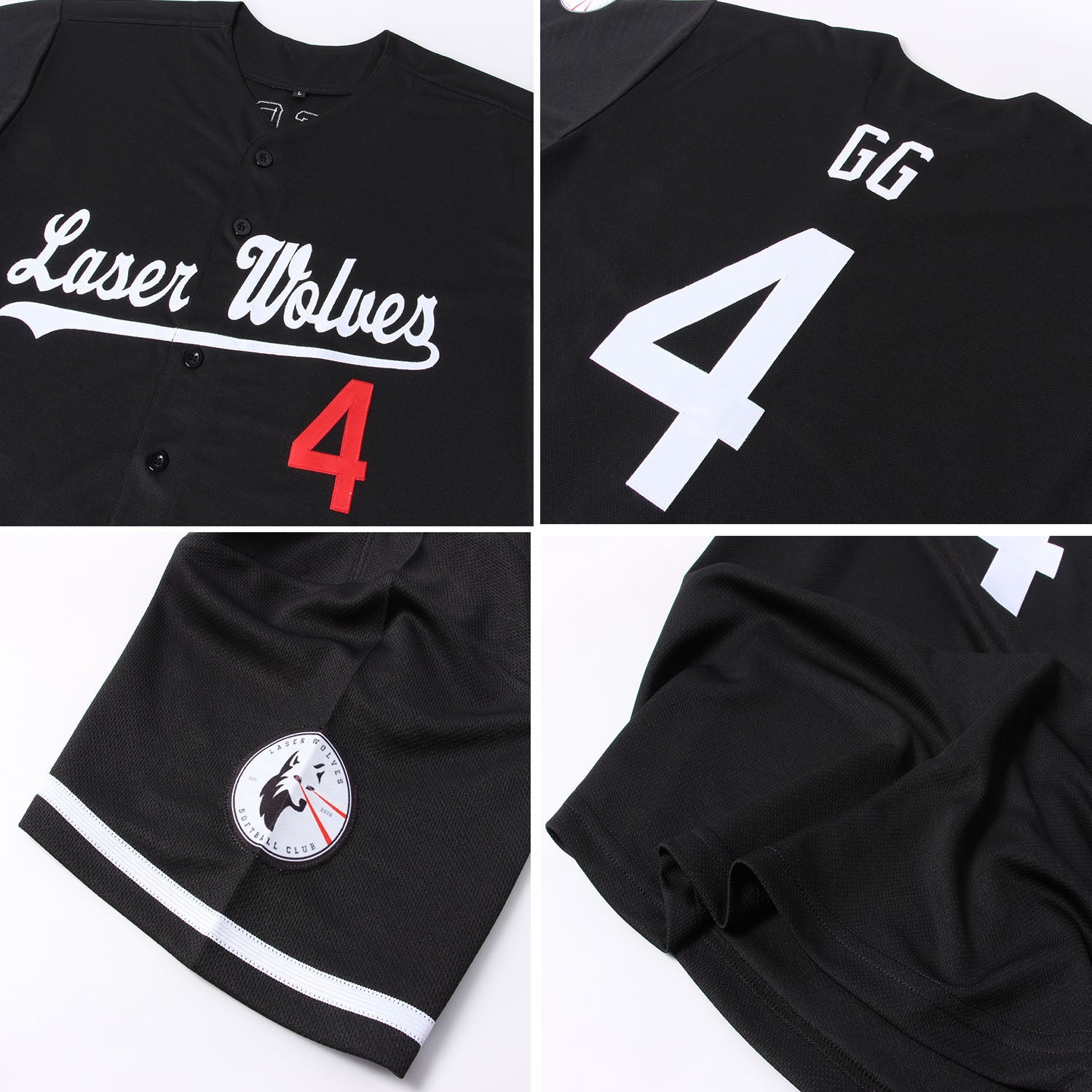 Custom Black White-Red Authentic Baseball Jersey - Sky-Custom