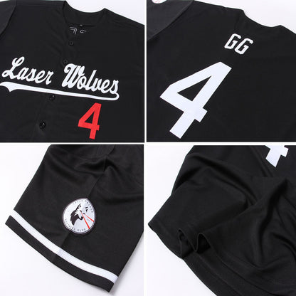 Custom Black White-Red Authentic Baseball Jersey - Sky-Custom