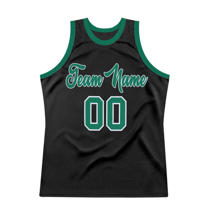 Custom Black Kelly Green-White Authentic Throwback Basketball Jersey - Sky-Custom