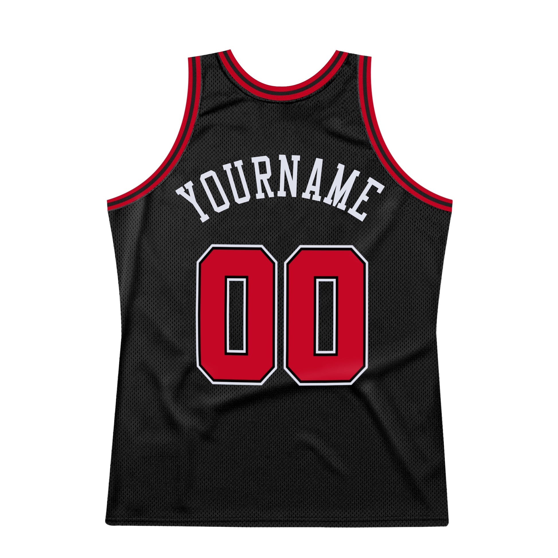 Custom Black Red-White Authentic Throwback Basketball Jersey - Sky-Custom