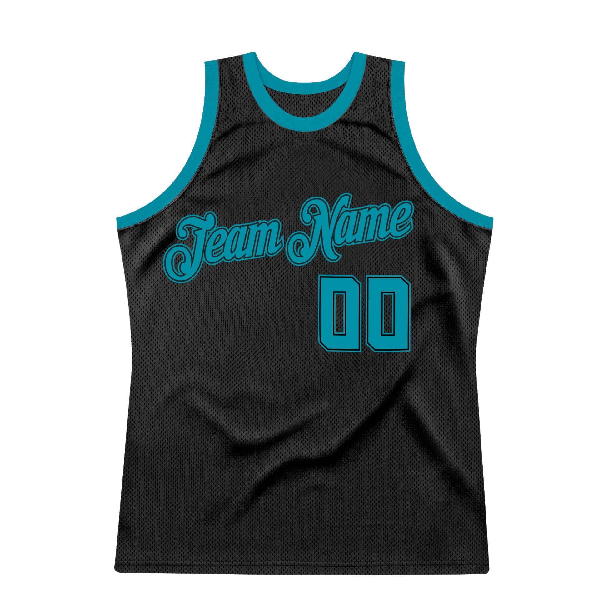 Custom Black Teal Authentic Throwback Basketball Jersey - Sky-Custom