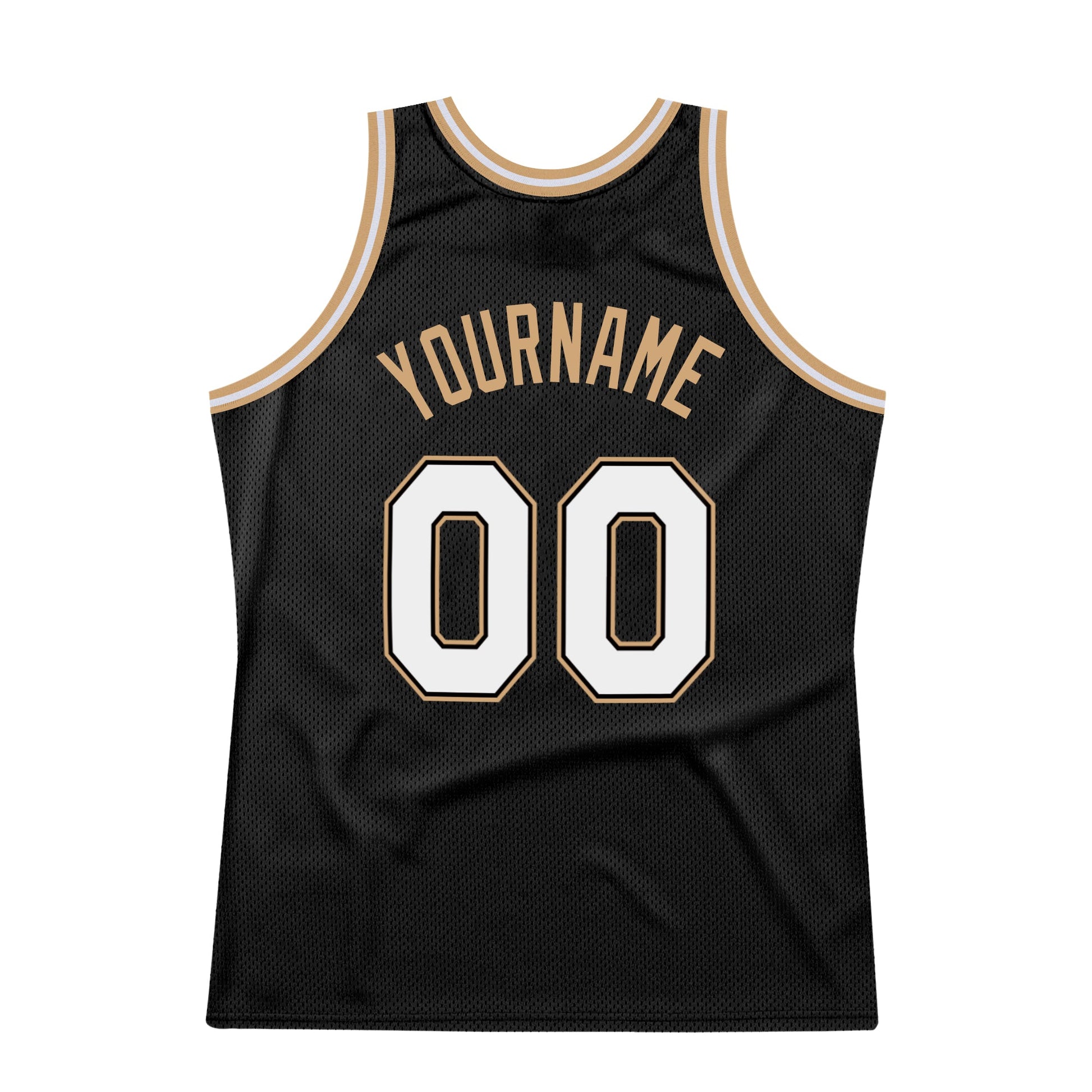 Custom Black White-Old Gold Authentic Throwback Basketball Jersey - Sky-Custom