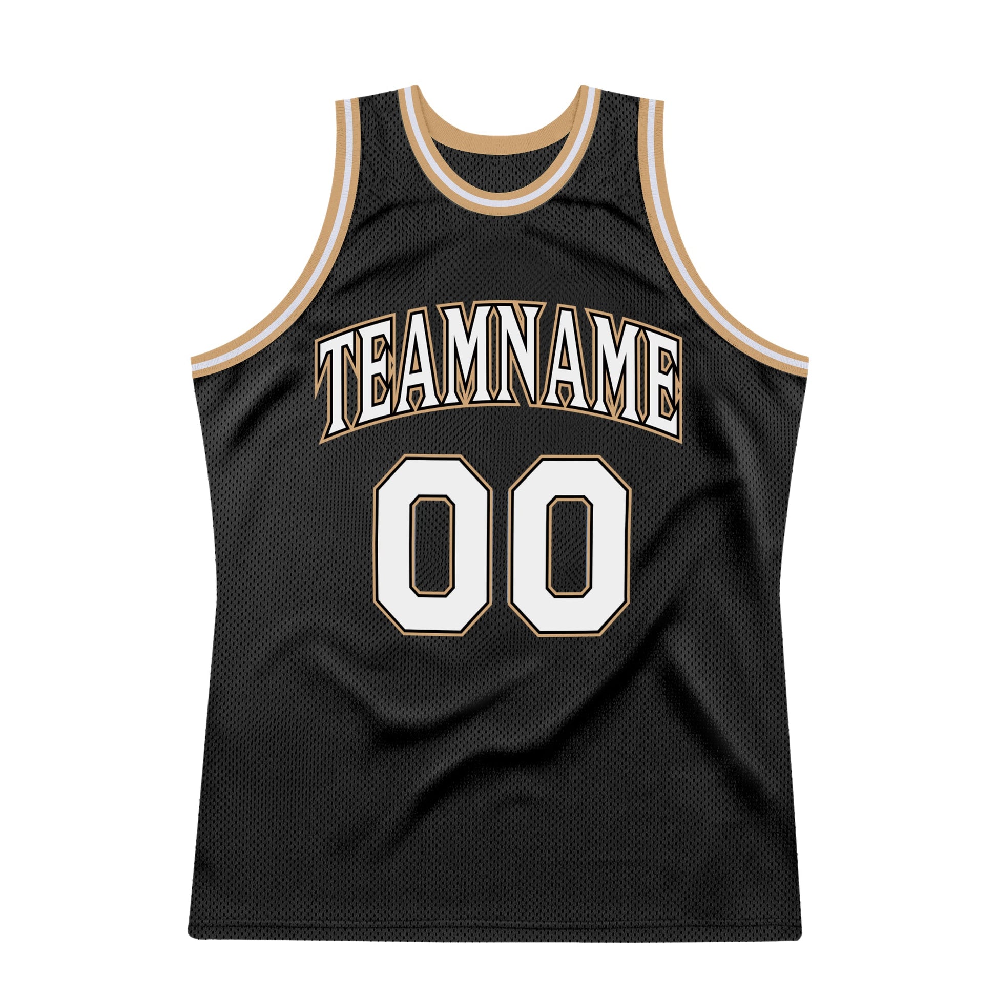 Custom Black White-Old Gold Authentic Throwback Basketball Jersey - Sky-Custom