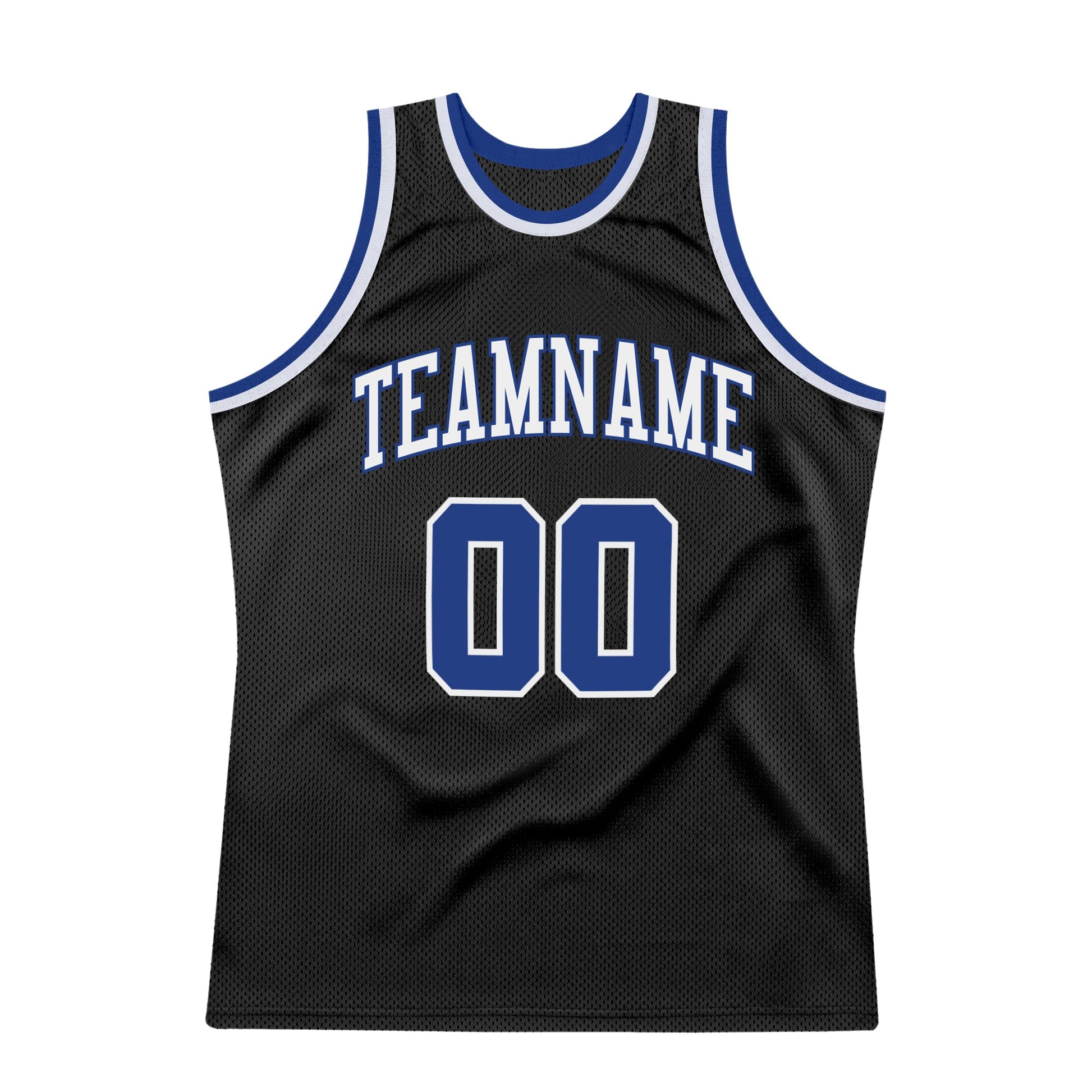 Custom Black Royal-White Authentic Throwback Basketball Jersey - Sky-Custom