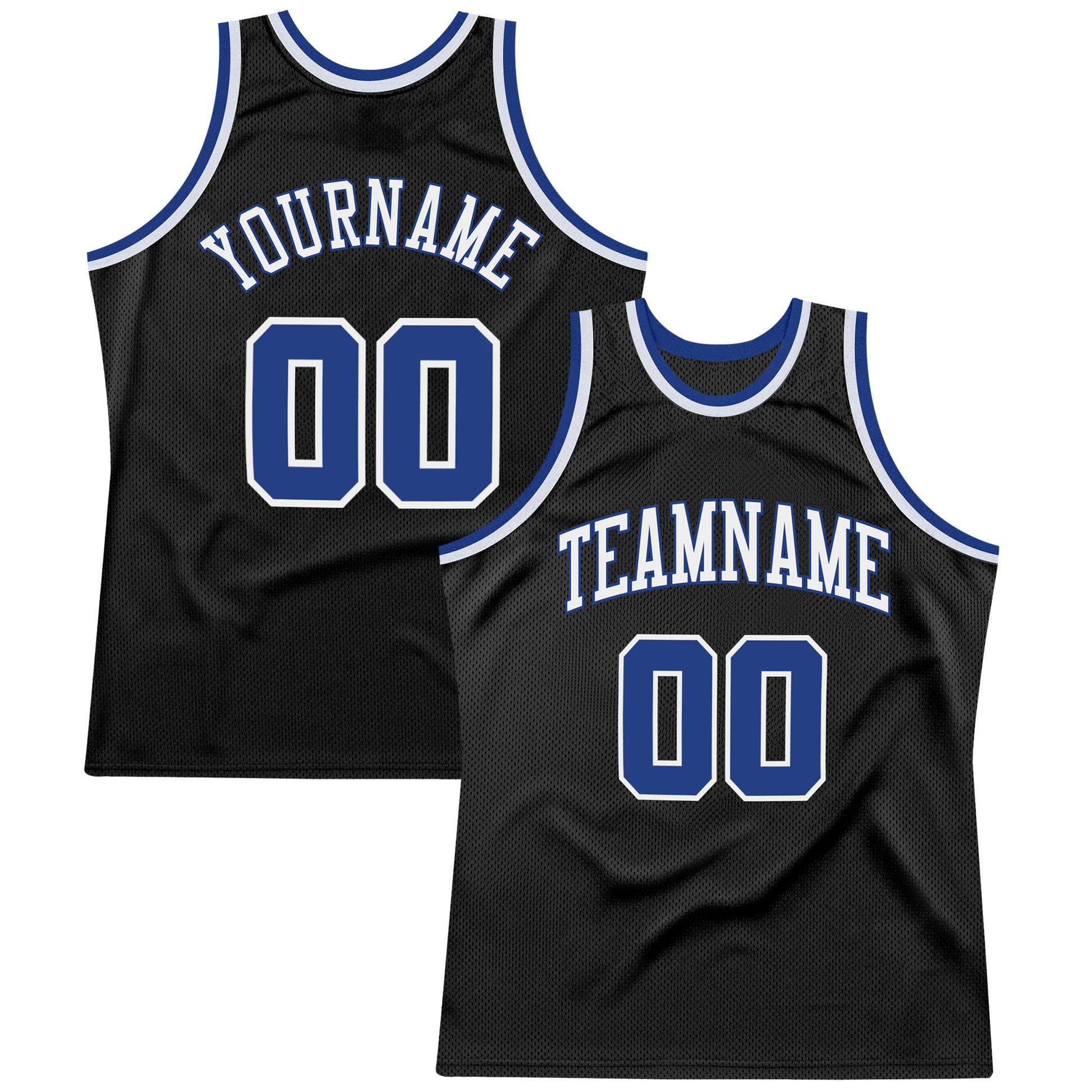 Custom Black Royal-White Authentic Throwback Basketball Jersey - Sky-Custom