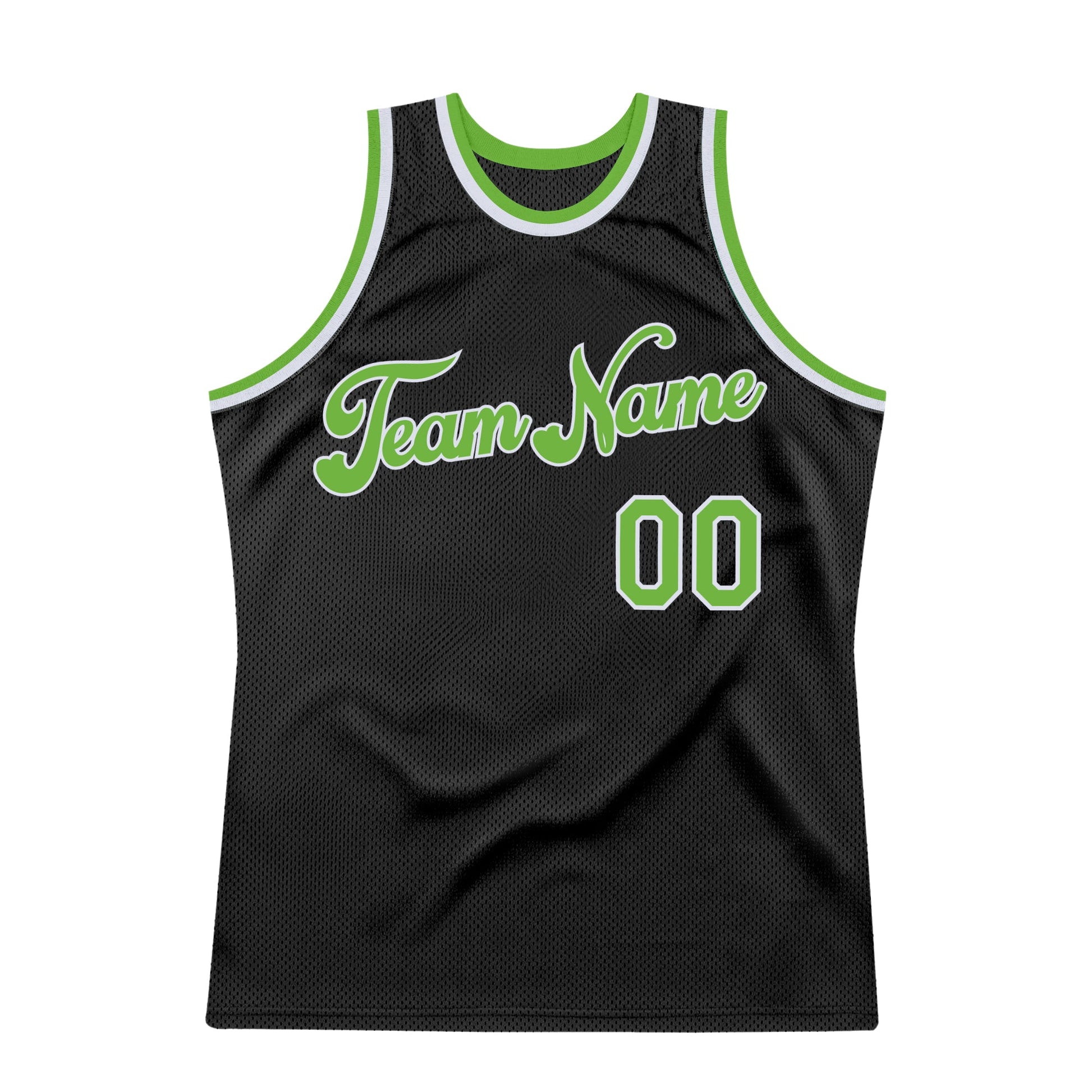 Custom Black Neon Green-White Authentic Throwback Basketball Jersey - Sky-Custom