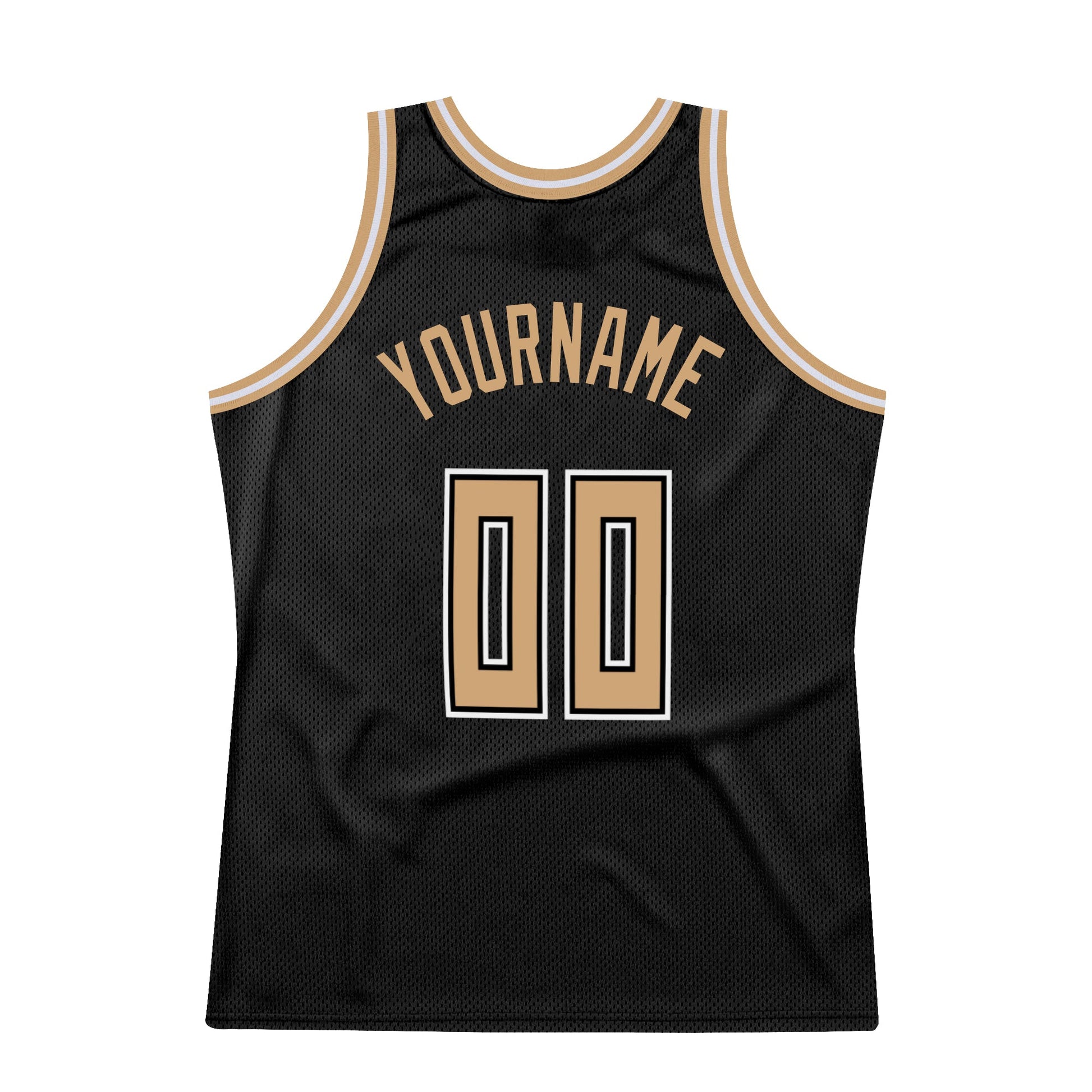 Custom Black Old Gold-White Authentic Throwback Basketball Jersey - Sky-Custom
