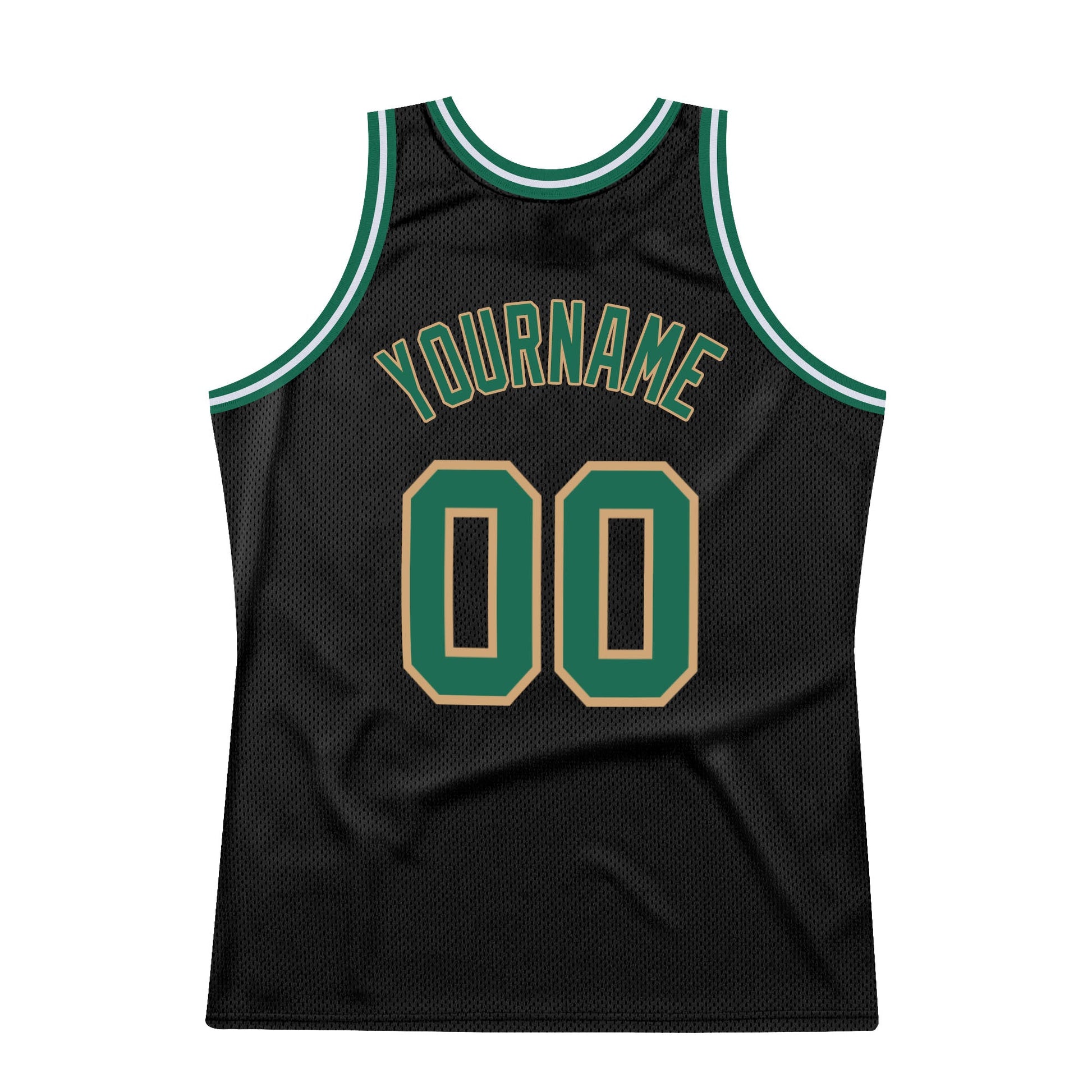 Custom Black Kelly Green-Old Gold Authentic Throwback Basketball Jersey - Sky-Custom