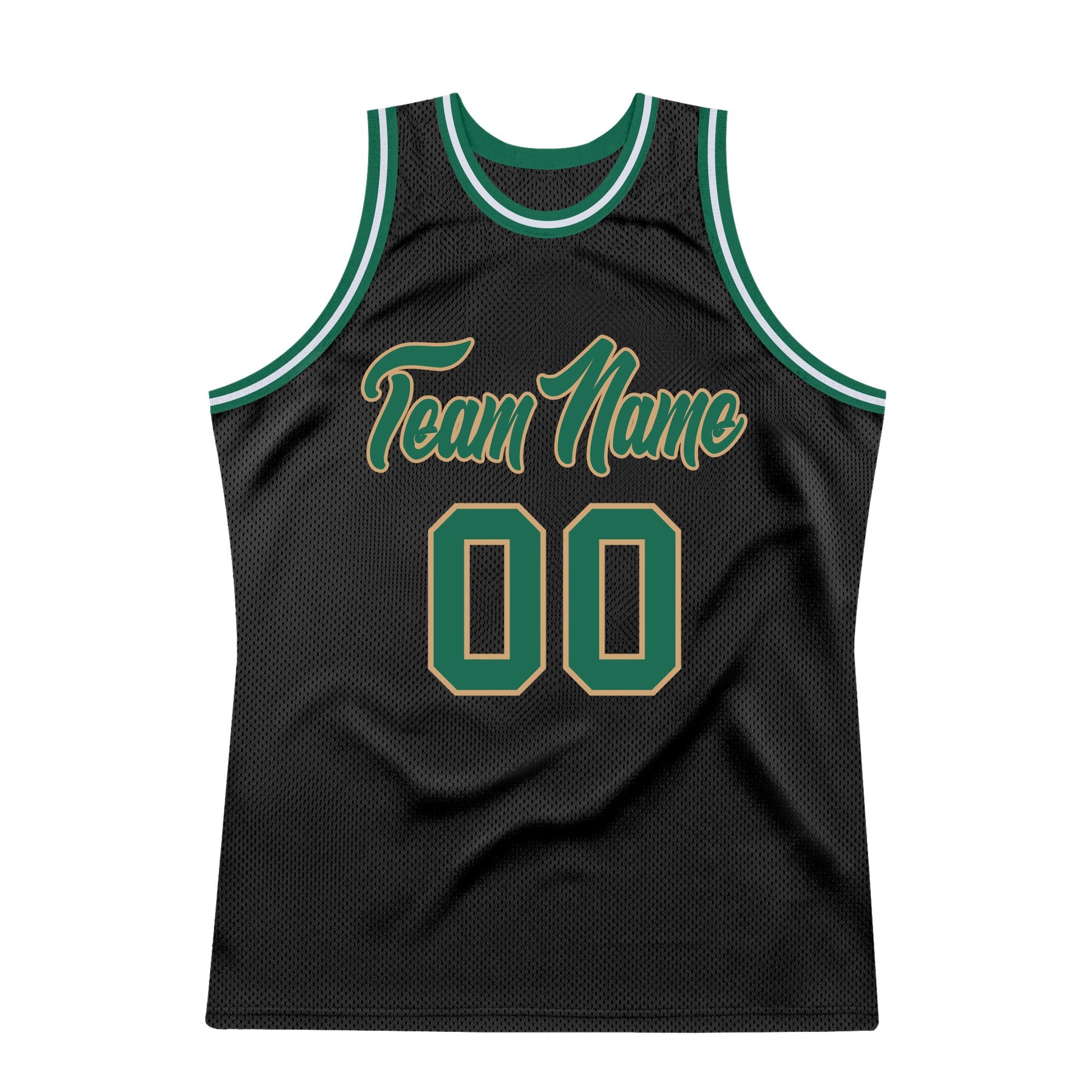 Custom Black Kelly Green-Old Gold Authentic Throwback Basketball Jersey - Sky-Custom