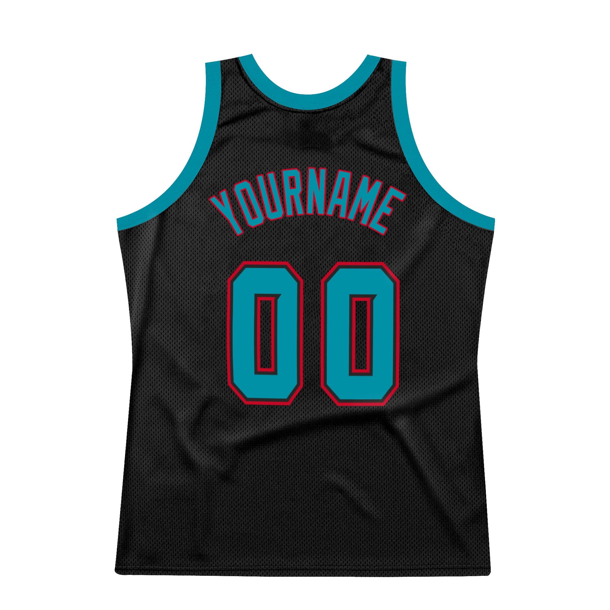 Custom Black Teal-Red Authentic Throwback Basketball Jersey - Sky-Custom