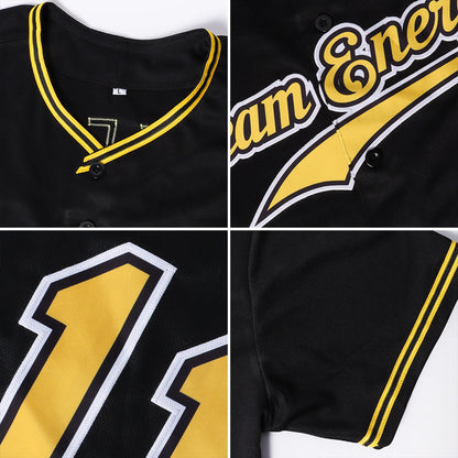 Custom Black Gold Authentic Baseball Jersey - Sky-Custom