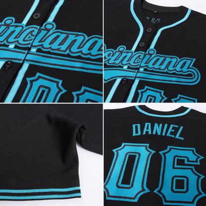 Custom Black Teal Authentic Baseball Jersey - Sky-Custom