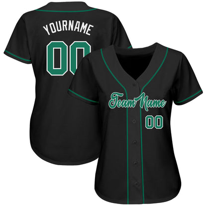 Custom Black Kelly Green-White Authentic Baseball Jersey - Sky-Custom