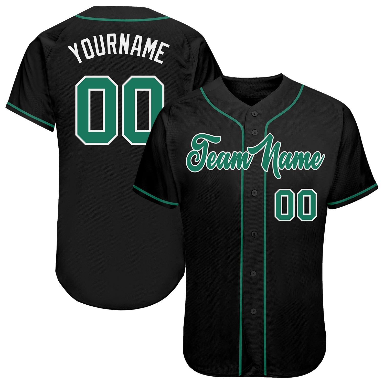 Custom Black Kelly Green-White Authentic Baseball Jersey - Sky-Custom