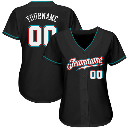 Custom Black White-Teal Authentic Baseball Jersey - Sky-Custom