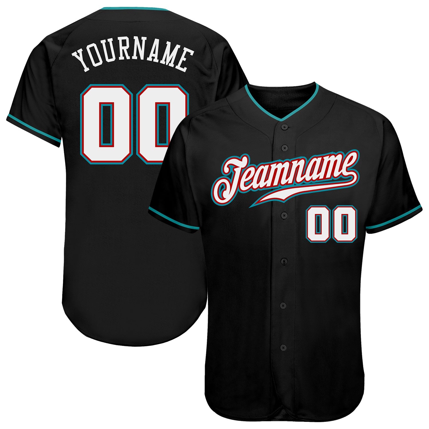Custom Black White-Teal Authentic Baseball Jersey - Sky-Custom