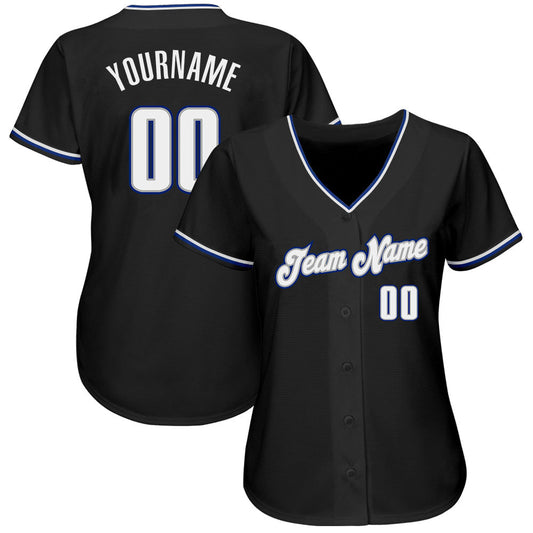 Custom Black White-Royal Authentic Baseball Jersey - Sky-Custom