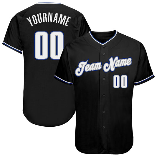 Custom Black White-Royal Authentic Baseball Jersey - Sky-Custom