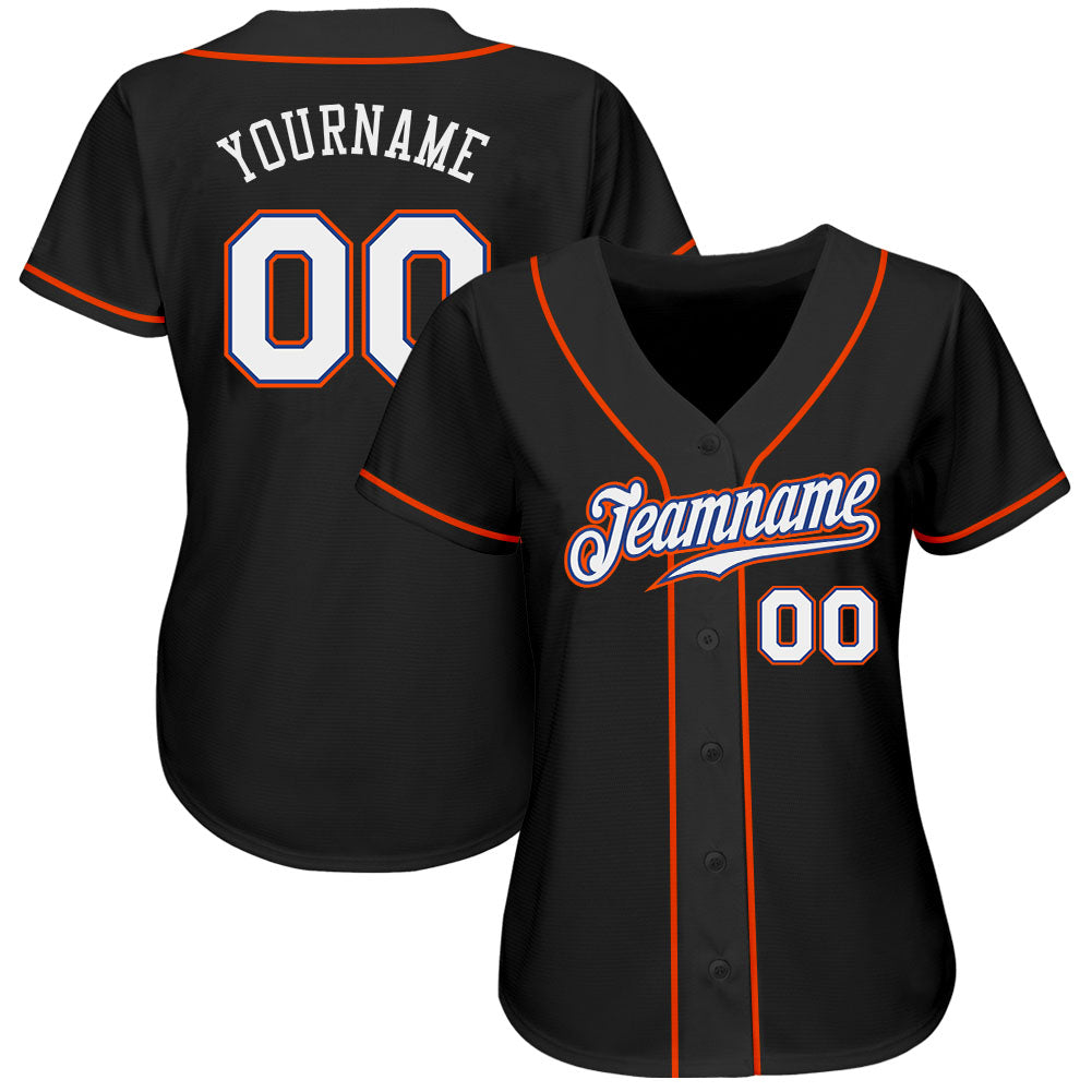 Custom Black White-Orange Authentic Baseball Jersey - Sky-Custom