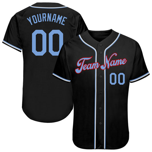 Custom Black Light Blue-Red Authentic Baseball Jersey - Sky-Custom