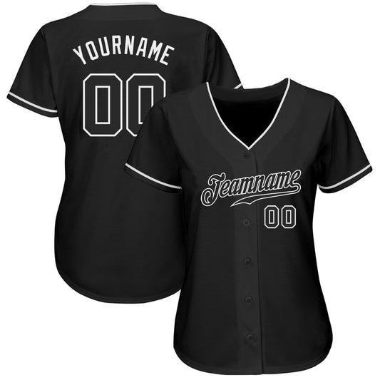 Custom Black Black-White Authentic Baseball Jersey - Sky-Custom