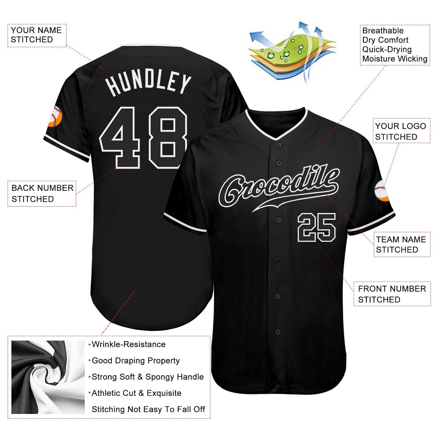Custom Black Black-White Authentic Baseball Jersey - Sky-Custom