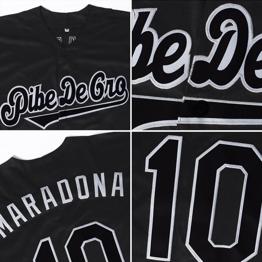 Custom Black Black-White Authentic Baseball Jersey - Sky-Custom