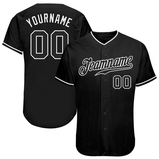 Custom Black Black-White Authentic Baseball Jersey - Sky-Custom