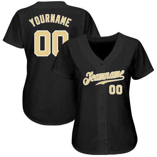 Custom Black Vegas Gold-White Authentic Baseball Jersey - Sky-Custom