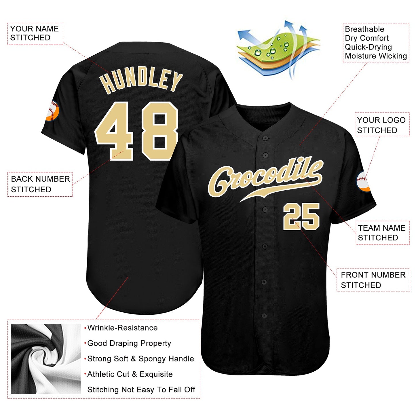 Custom Black Vegas Gold-White Authentic Baseball Jersey - Sky-Custom