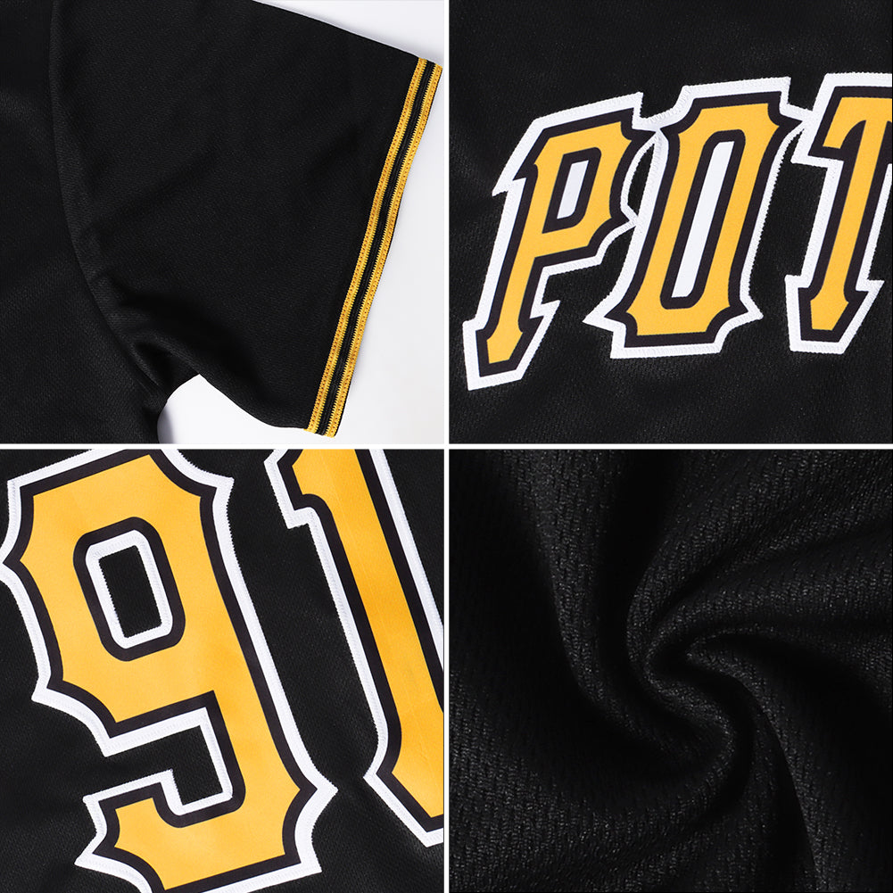 Custom Black Vegas Gold-White Authentic Baseball Jersey - Sky-Custom