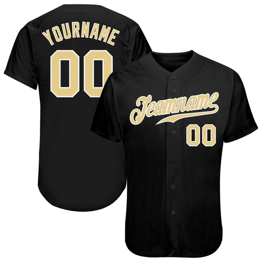 Custom Black Vegas Gold-White Authentic Baseball Jersey - Sky-Custom