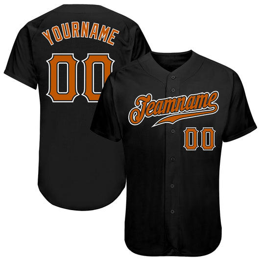 Custom Black Texas Orange-White Authentic Baseball Jersey - Sky-Custom