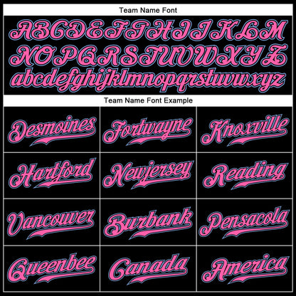 Custom Black White Pinstripe Pink-Light Blue Authentic Baseball Jersey - Sky-Custom