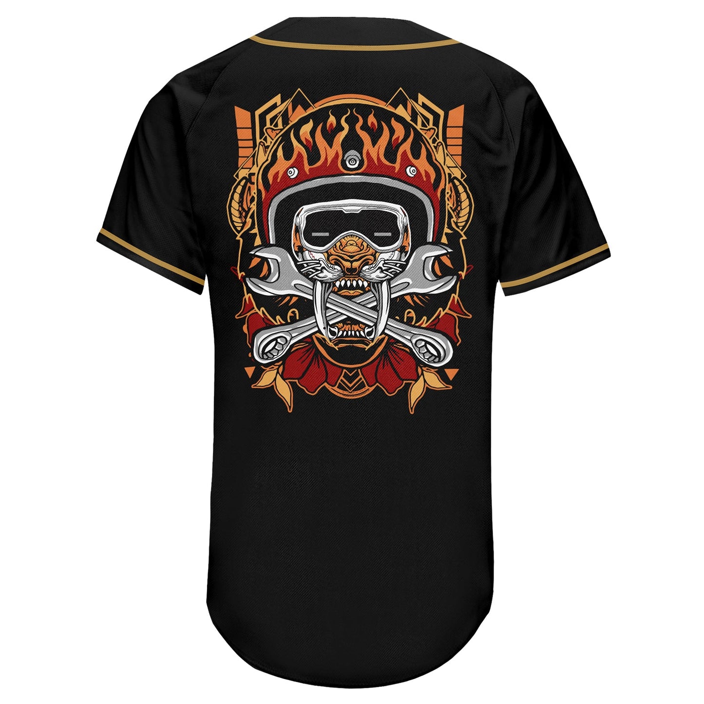 Custom Black Black-Old Gold Authentic Skull Fashion Baseball Jersey - Sky-Custom