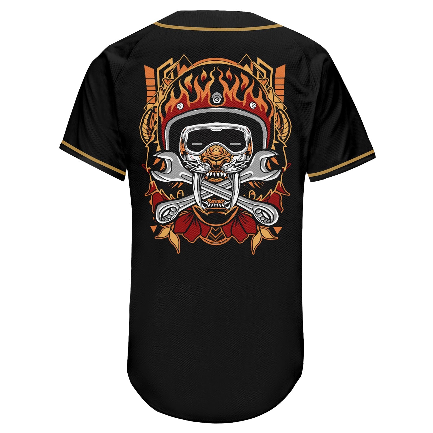 Custom Black Black-Old Gold Authentic Skull Fashion Baseball Jersey - Sky-Custom