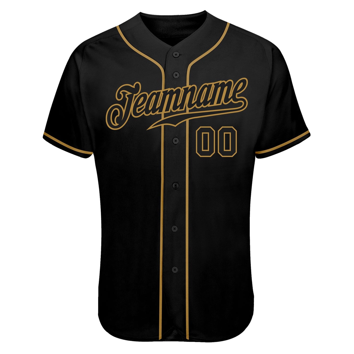 Custom Black Black-Old Gold Authentic Skull Fashion Baseball Jersey - Sky-Custom