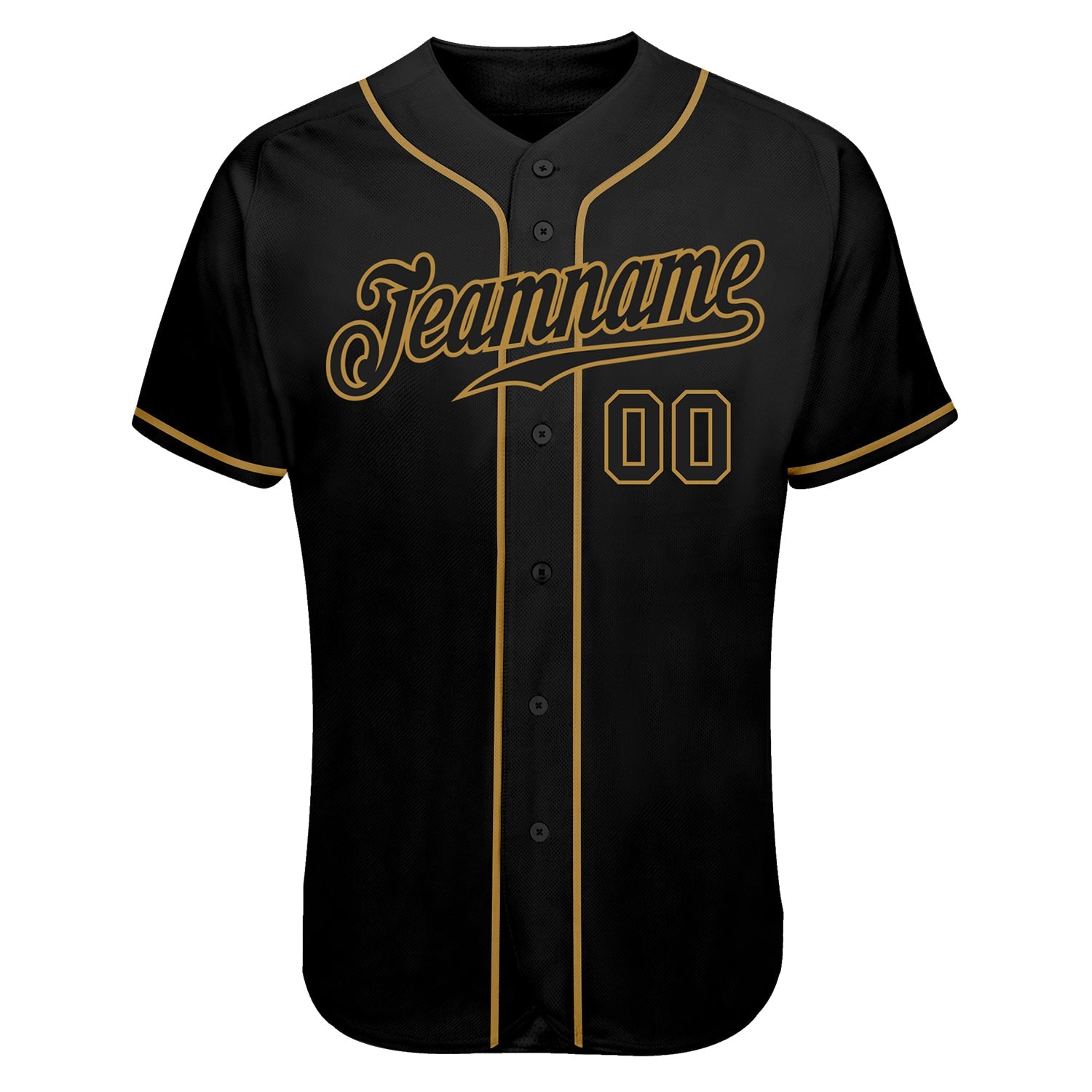 Custom Black Black-Old Gold Authentic Skull Fashion Baseball Jersey - Sky-Custom