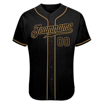 Custom Black Black-Old Gold Authentic Skull Fashion Baseball Jersey - Sky-Custom