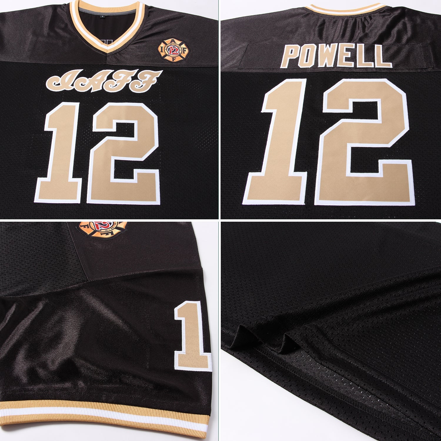 Custom Black Old Gold-White Mesh Authentic Throwback Football Jersey - Sky-Custom
