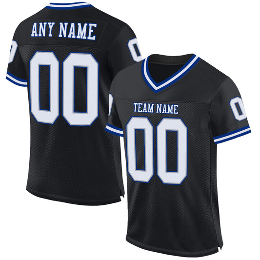 Custom Black White-Royal Mesh Authentic Throwback Football Jersey - Sky-Custom