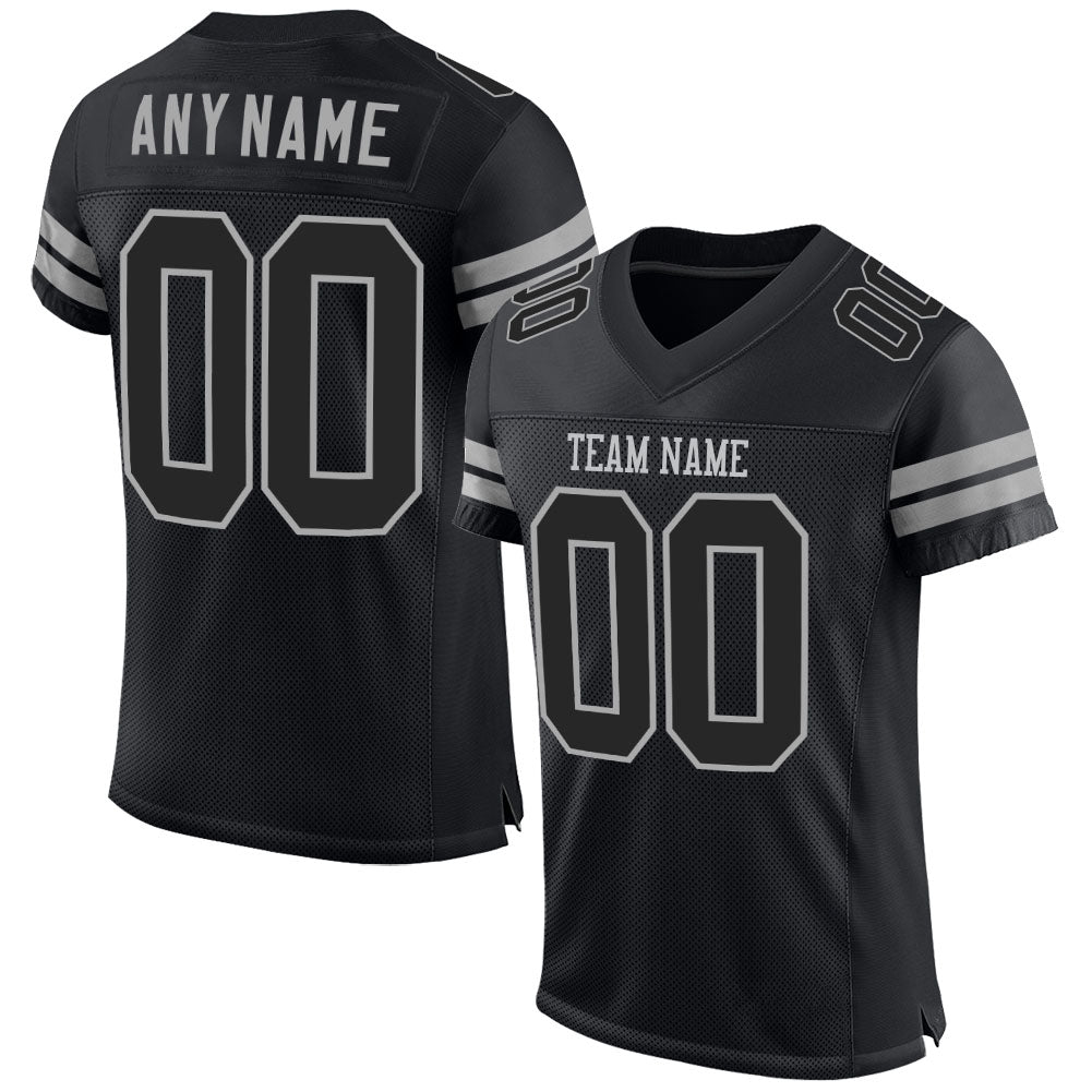 Custom Black Black-Gray Mesh Authentic Football Jersey - Sky-Custom