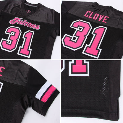 Custom Black Pink-White Mesh Authentic Football Jersey - Sky-Custom