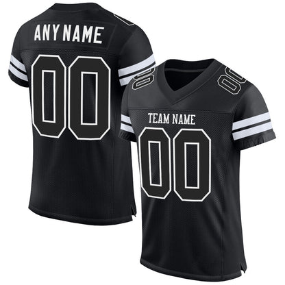 Custom Black Black-White Mesh Authentic Football Jersey - Sky-Custom