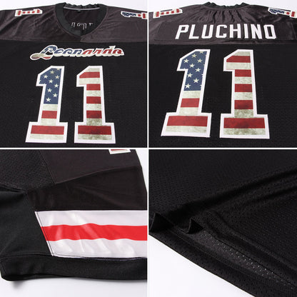 Custom Black Vintage USA Flag-Cream Mesh Authentic Football Jersey - Sky-Custom