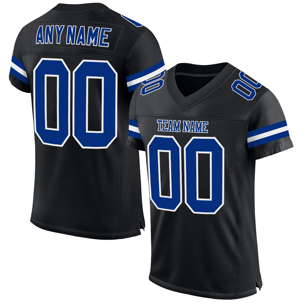 Custom Black Royal-White Mesh Authentic Football Jersey - Sky-Custom