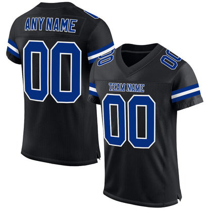 Custom Black Royal-White Mesh Authentic Football Jersey - Sky-Custom
