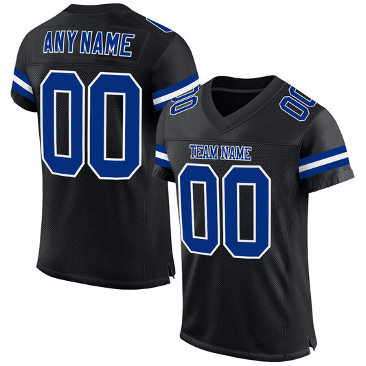 Custom Black Royal-White Mesh Authentic Football Jersey - Sky-Custom