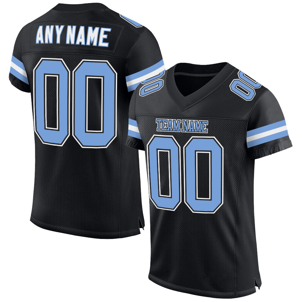 Custom Black Light Blue-White Mesh Authentic Football Jersey - Sky-Custom